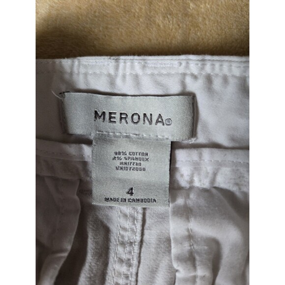Merona All White Skirt Knee Length Midi Pencil Women Size 4 Pockets Uniform Work - Picture 5 of 6